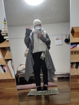 「アイテム（ノーカラーコート）」を使った、ururinnaiuさん（レディース・153cm）の冬コーディネート