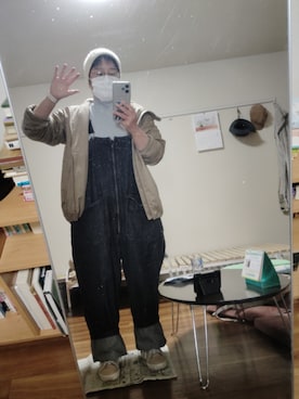 「アイテム（オールインワン・サロペット、ブラック系）」を使った、ururinnaiuさん（レディース・153cm）の冬コーディネート