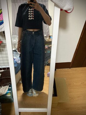 「FILA（フィラ）のアイテム（Tシャツ/カットソー、ブラック系）」を使った、Yanさん（レディース・162cm）の秋コーディネート
