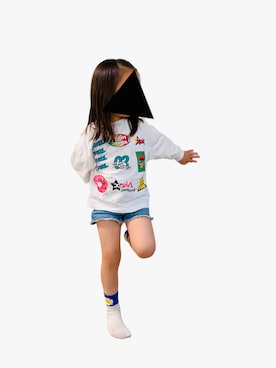 「Mini Rodini（ミニロディーニ）のアイテム（レッグウェア）」を使った、sheさん（キッズ・100cm）の春コーディネート