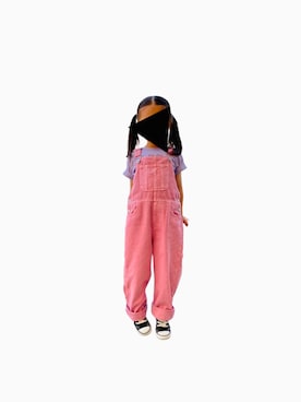 「アイテム（オールインワン・サロペット、ピンク系）」を使った、sheさん（キッズ・100cm）の夏コーディネート
