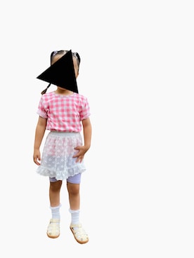 「Mini Rodini（ミニロディーニ）のアイテム（トップス）」を使った、sheさん（キッズ・100cm）の夏コーディネート