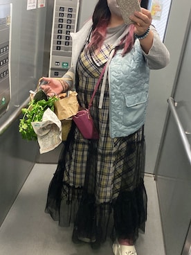 「SHEINのアイテム（ワンピース、ブラック系）」を使った、リマちゃんさん（レディース・157cm）の春コーディネート