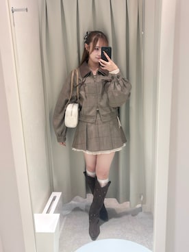 「OLIVE des OLIVE（オリーブデオリーブ）の裾レイヤードプリーツミニスカート（スカート）」を使った、yuukaさん（レディース・156cm）の秋コーディネート