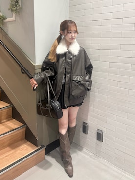 「アイテム（ライダースジャケット）」を使った、yuukaさん（レディース・156cm）の秋コーディネート