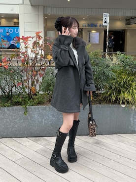 「OLIVE des OLIVE（オリーブデオリーブ）のアイテム（その他アウター）」を使った、yuukaさん（レディース・156cm）の冬コーディネート
