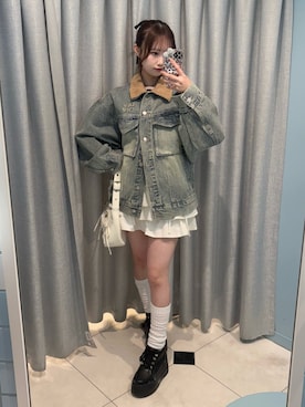 「OLIVE des OLIVE（オリーブデオリーブ）のアイテム（ジャケット/アウター）」を使った、yuukaさん（レディース・156cm）の春コーディネート