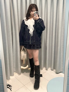 「OLIVE des OLIVE（オリーブデオリーブ）のアイテム（ジャケット/アウター）」を使った、yuukaさん（レディース・156cm）の春コーディネート
