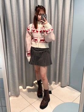 「OLIVE des OLIVE（オリーブデオリーブ）のレースアップショートブーツ（ブーツ）」を使った、yuukaさん（レディース・156cm）の秋コーディネート