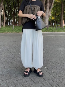 「夏服」｜「アイテム（スラックス）」を使った、MATSUNAKOさん（レディース・162cm）の夏コーディネート