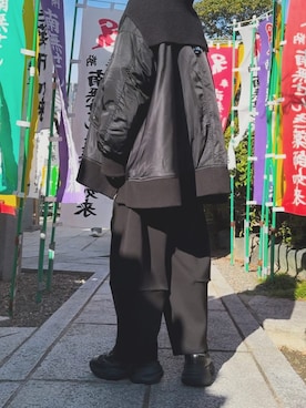 「メンズライクコーデ」｜「アイテム（スウェットパンツ）」を使った、MATSUNAKOさん（レディース・162cm）の冬コーディネート