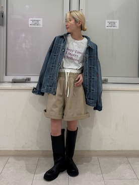 「Ungrid（アングリッド）のアイテム（ジャケット/アウター）」を使った、辻岡雅さん（レディース・148cm）の春コーディネート