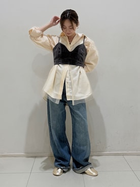 「アイテム（その他シューズ）」を使った、辻岡雅さん（レディース・148cm）の夏コーディネート