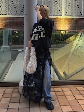 「Ungrid（アングリッド）のアイテム（ファッション雑貨）」を使った、辻岡雅さん（レディース・148cm）の秋コーディネート