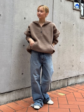 「Ungrid（アングリッド）のアイテム（パーカー）」を使った、辻岡雅さん（レディース・148cm）の秋コーディネート