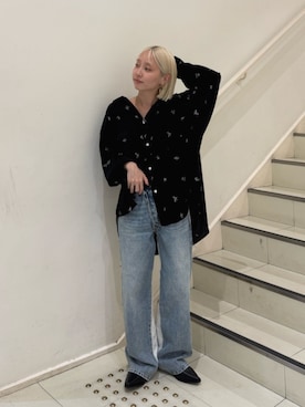 「Ungrid（アングリッド）のポインテッドトゥブーツ（ブーツ、ブラック系）」を使った、辻岡雅さん（レディース・148cm）の秋コーディネート