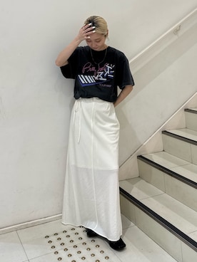 「Ungrid（アングリッド）のアイテム（スカート）」を使った、辻岡雅さん（レディース・148cm）の春コーディネート