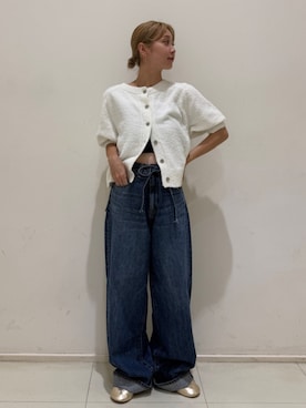 「Ungrid（アングリッド）のギャザーフラットシューズ（バレエシューズ）」を使った、辻岡雅さん（レディース・148cm）の秋コーディネート