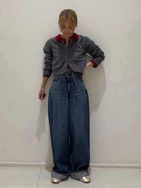 「Ungrid（アングリッド）のギャザーフラットシューズ（バレエシューズ）」を使った、辻岡雅さん（レディース・148cm）の秋コーディネート