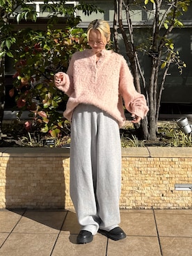 「Ungrid（アングリッド）のカシミヤ混ニットパンツ（その他パンツ）」を使った、辻岡雅さん（レディース・148cm）の秋コーディネート