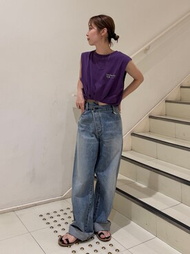 「Ungrid（アングリッド）のアイテム（タンクトップ）」を使った、辻岡雅さん（レディース・148cm）の夏コーディネート