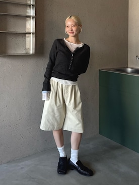 「Ungrid（アングリッド）のアイテム（パンツ）」を使った、辻岡雅さん（レディース・148cm）の夏コーディネート