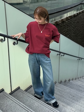「アイテム（スウェット）」を使った、辻岡雅さん（レディース・148cm）の夏コーディネート