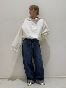 「Ungrid（アングリッド）のギャザーフラットシューズ（バレエシューズ）」を使った、辻岡雅さん（レディース・148cm）の秋コーディネート