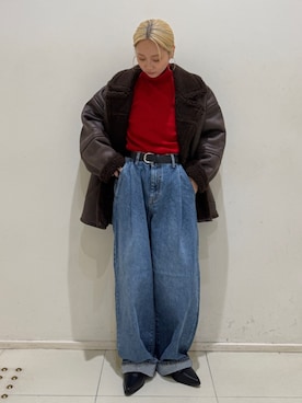 「Ungrid（アングリッド）のアイテム（ブルゾン）」を使った、辻岡雅さん（レディース・148cm）の秋コーディネート