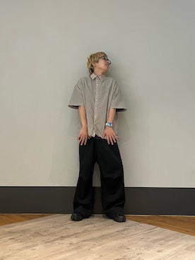 「WHITELAND（ホワイトランド）のアイテム（シャツ/ブラウス）」を使った、りおさん（メンズ・170cm）の夏コーディネート