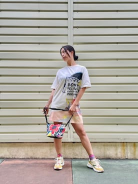 「Desigual（デシグアル）のTシャツスタイルのワンピース（ワンピース、ブラウン系）」を使った、Desigual 沖縄 STAFFさん（レディース・160cm）の春コーディネート