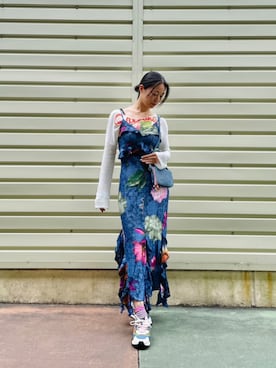 「Desigual（デシグアル）のAPOLOJV ワンピースノースリーブ（ワンピース、ブルー系）」を使った、Desigual 沖縄 STAFFさん（レディース・160cm）の春コーディネート