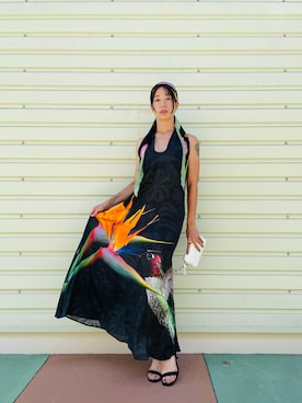 「Desigual（デシグアル）のアイテム（ワンピース/ドレス、ブラック系）」を使った、Desigual 沖縄 STAFFさん（レディース・160cm）の夏コーディネート