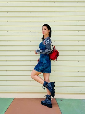 「Desigual（デシグアル）のアイテム（ワンピース、ブルー系）」を使った、Desigual 沖縄 STAFFさん（レディース・160cm）の夏コーディネート