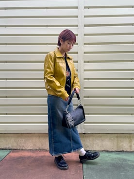 「アイテム（ライダースジャケット）」を使った、Desigual 沖縄 STAFFさん（レディース・160cm）の秋コーディネート