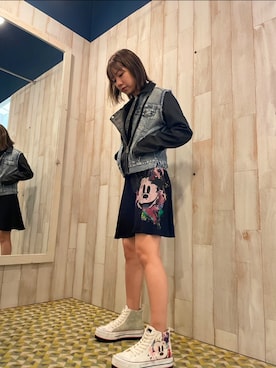 「Desigual（デシグアル）のアイテム（デニムジャケット）」を使った、Desigual 沖縄 STAFFさん（レディース・157cm）の春コーディネート