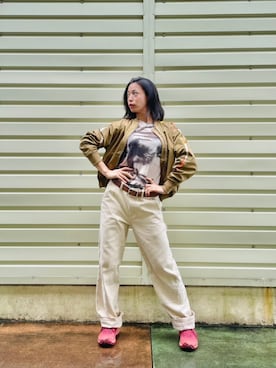 「Desigual（デシグアル）のアイテム」を使った、Desigual 沖縄 STAFFさん（レディース・160cm）の冬コーディネート