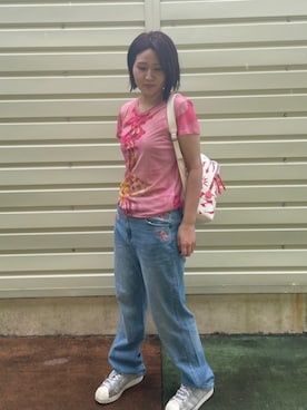 「アイテム（バックパック/リュック、オレンジ系）」を使った、Desigual 沖縄 STAFFさん（レディース・160cm）の夏コーディネート