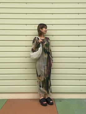 「Desigual（デシグアル）のRETROSLIDEBLACK サンダル（サンダル、ブラック系）」を使った、Desigual 沖縄 STAFFさん（レディース・160cm）の夏コーディネート