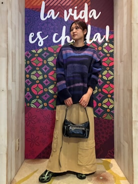 「パープルニット」｜Desigual 沖縄 STAFFさん（レディース・160cm）の秋コーディネート