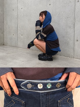 「アイテム（ブーツ、ブルー系）」を使った、Desigual 沖縄 STAFFさん（レディース・160cm）の秋コーディネート