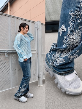「Desigual（デシグアル）のアイテム（デニムパンツ、ブルー系）」を使った、Desigual 沖縄 STAFFさん（レディース・160cm）の秋コーディネート