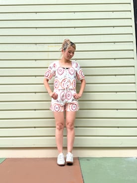 「Desigual（デシグアル）のLAZOS ブラウスショートスリーブ（シャツ/ブラウス、その他）」を使った、Desigual 沖縄 STAFFさん（レディース・160cm）の夏コーディネート