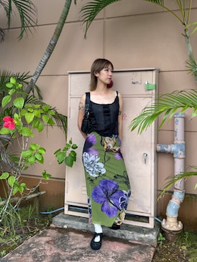 「Desigual（デシグアル）のパッチワーク×編み込みディテール ブラックショルダーバッグ（ショルダーバッグ、ブラック系）」を使った、Desigual 沖縄 STAFFさん（レディース・160cm）の秋コーディネート