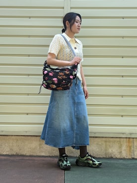 「Desigual（デシグアル）のSWIMDALIA TOP トップスイムウェア（水着、ホワイト系）」を使った、Desigual 沖縄 STAFFさん（レディース・160cm）の夏コーディネート