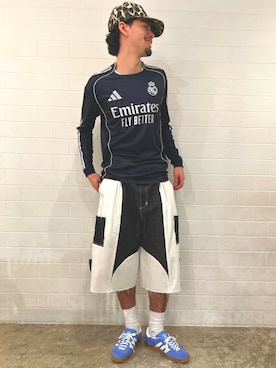 「アディダス」｜RJさん（メンズ・180cm）の夏コーディネート