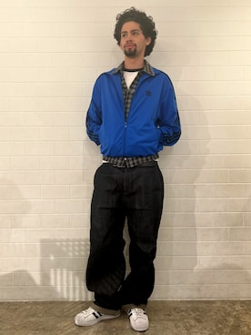 「アイテム（ジャージ）」を使った、RJさん（メンズ・180cm）の夏コーディネート