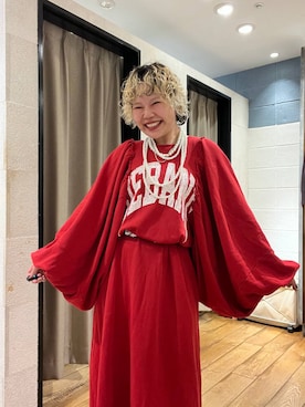 「LOWRYS FARM（ローリーズファーム）のパールタレンネックレス　249411（ネックレス）」を使った、ミノさんさん（レディース・154cm）の秋コーディネート