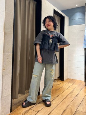 「アイテム（その他トップス）」を使った、ミノさんさん（レディース・154cm・20代）の春コーディネート