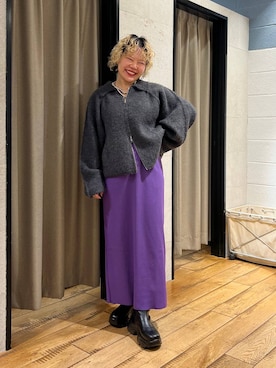 「アイテム（ブルゾン、グレー系）」を使った、ミノさんさん（レディース・154cm）の秋コーディネート